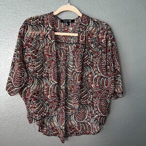 Forever 21 Women’s Boho Kimono Cardigan Sheer Open Front Paisley Print Size S